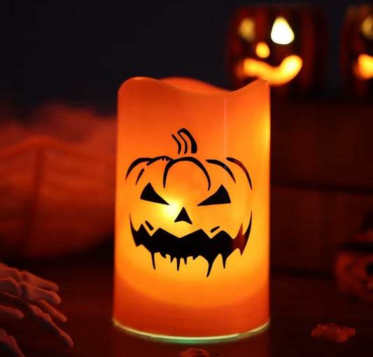 Vela Led Fantasma Calabaza 12cm Halloween Pack X2