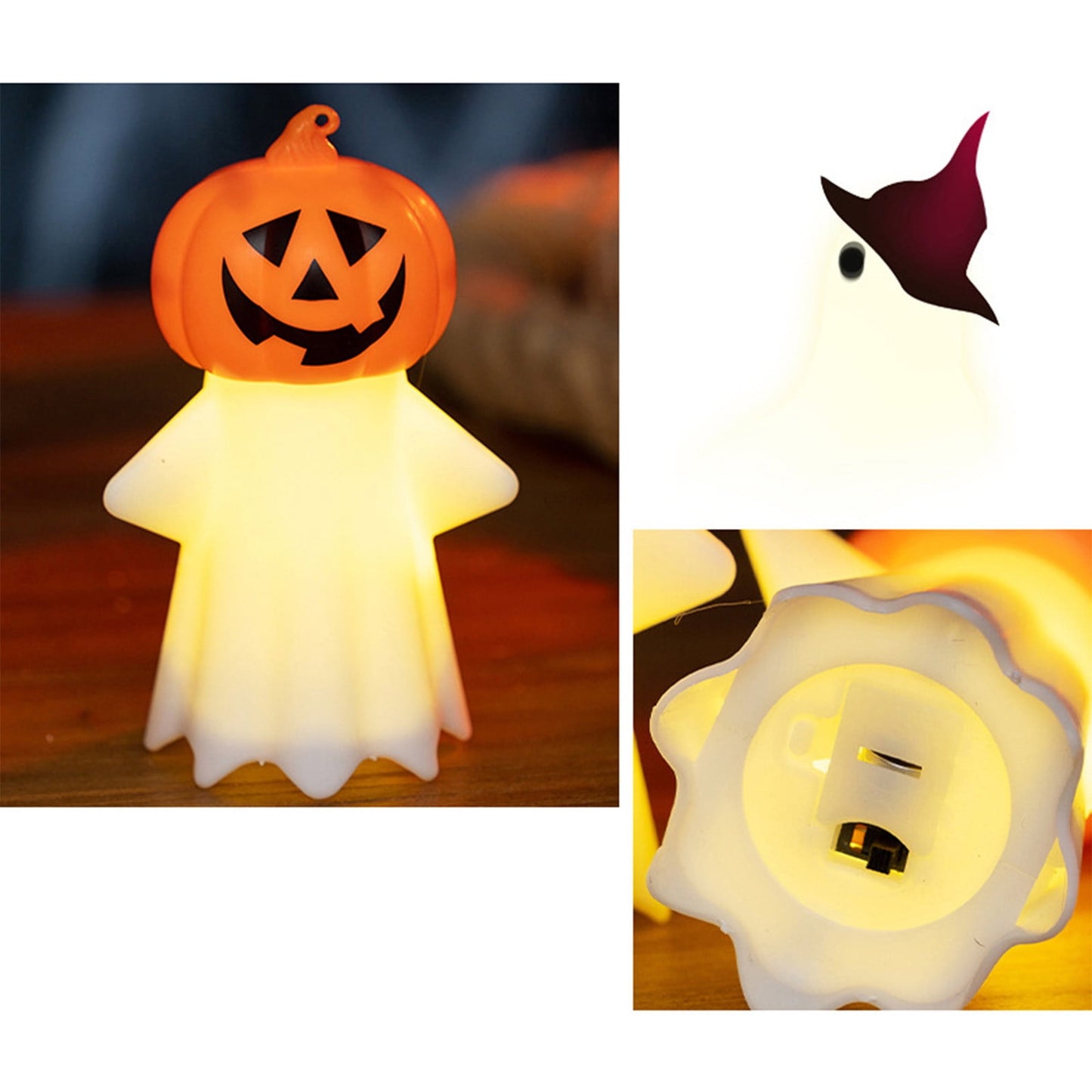 Lampara Calabaza Fantasma 11cm Deco Halloween