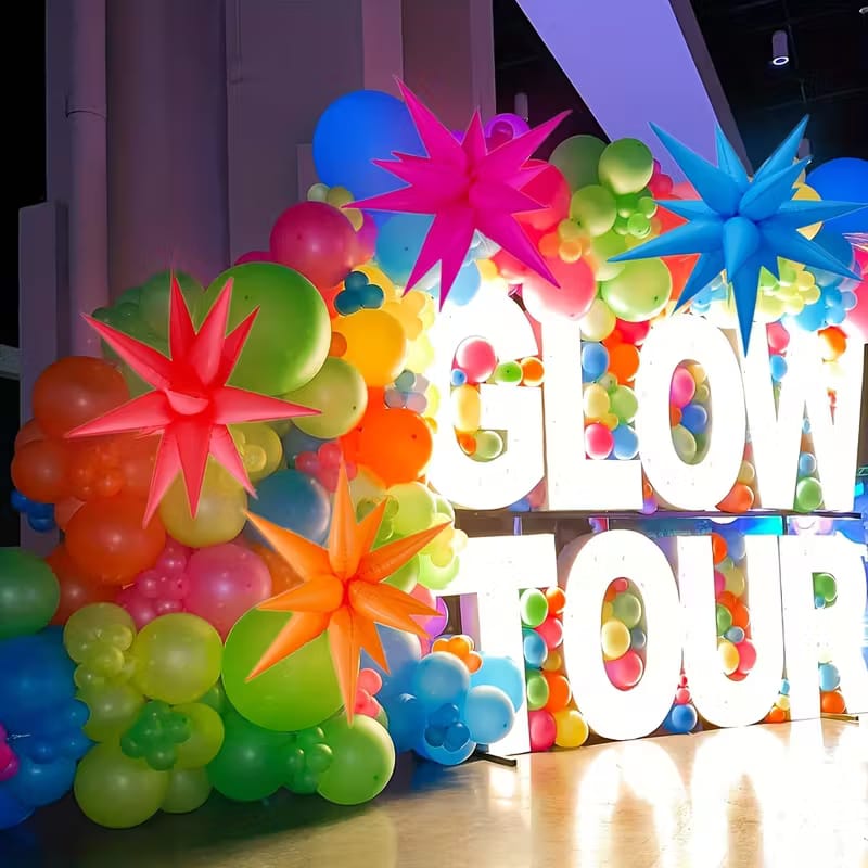 Estrella 3d Globo Multipunta Fluo Neon 27'