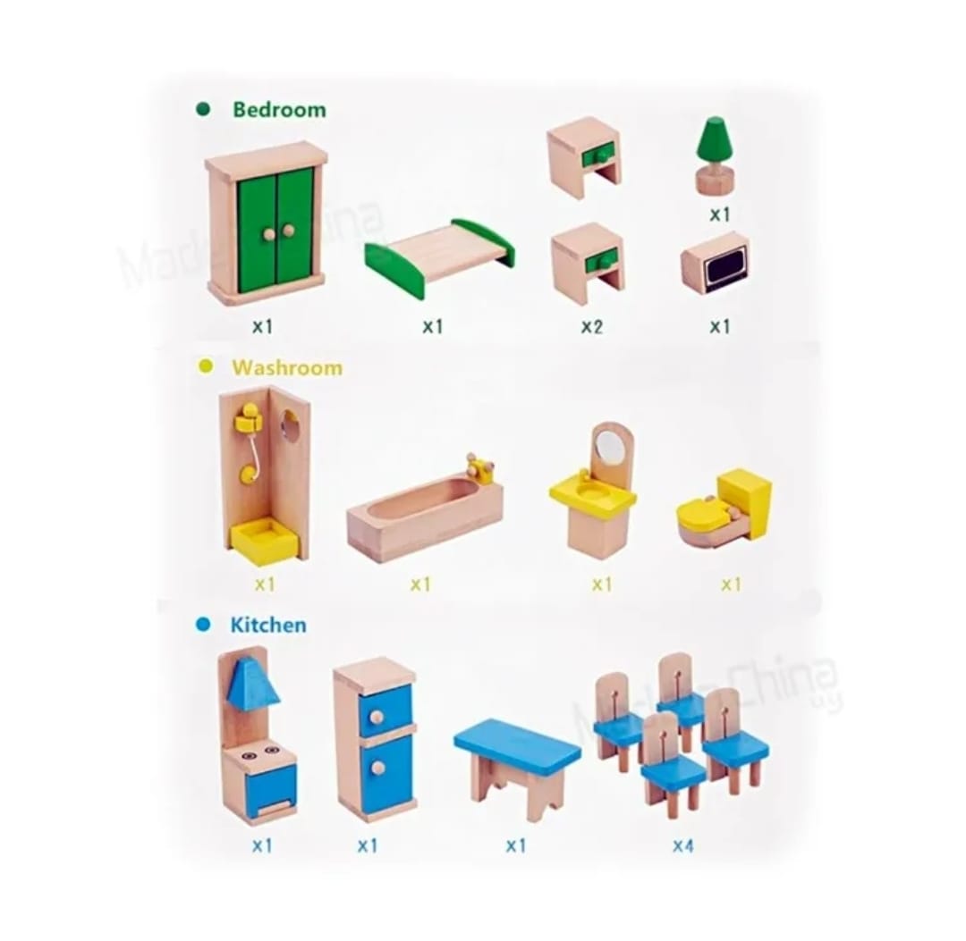 Casa De Muñecas En Madera Montessori 71cm
