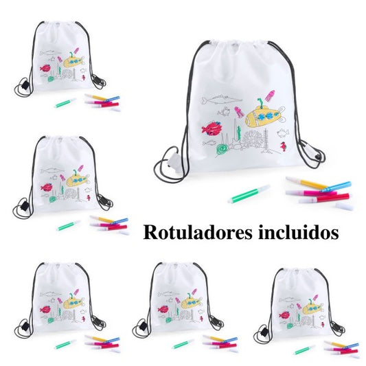 Bolso Mochila Para Colorear Con 6 Marcadores