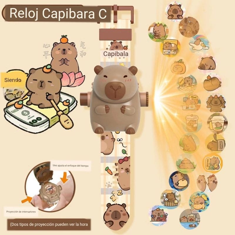 Reloj Proyector Capibara 24 Imágenes