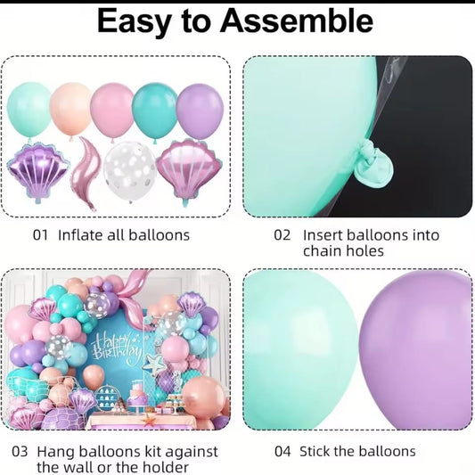 Pack De Globos De Sirena 99 Pcs Decoracion Cumple