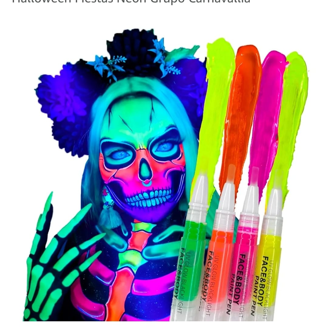 Maquillaje Pintura Facial Y Corporal Neon En Pincel