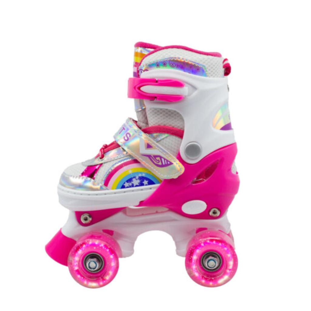 Patines Infantiles Ajustable C/luz Diseño Arcoíris