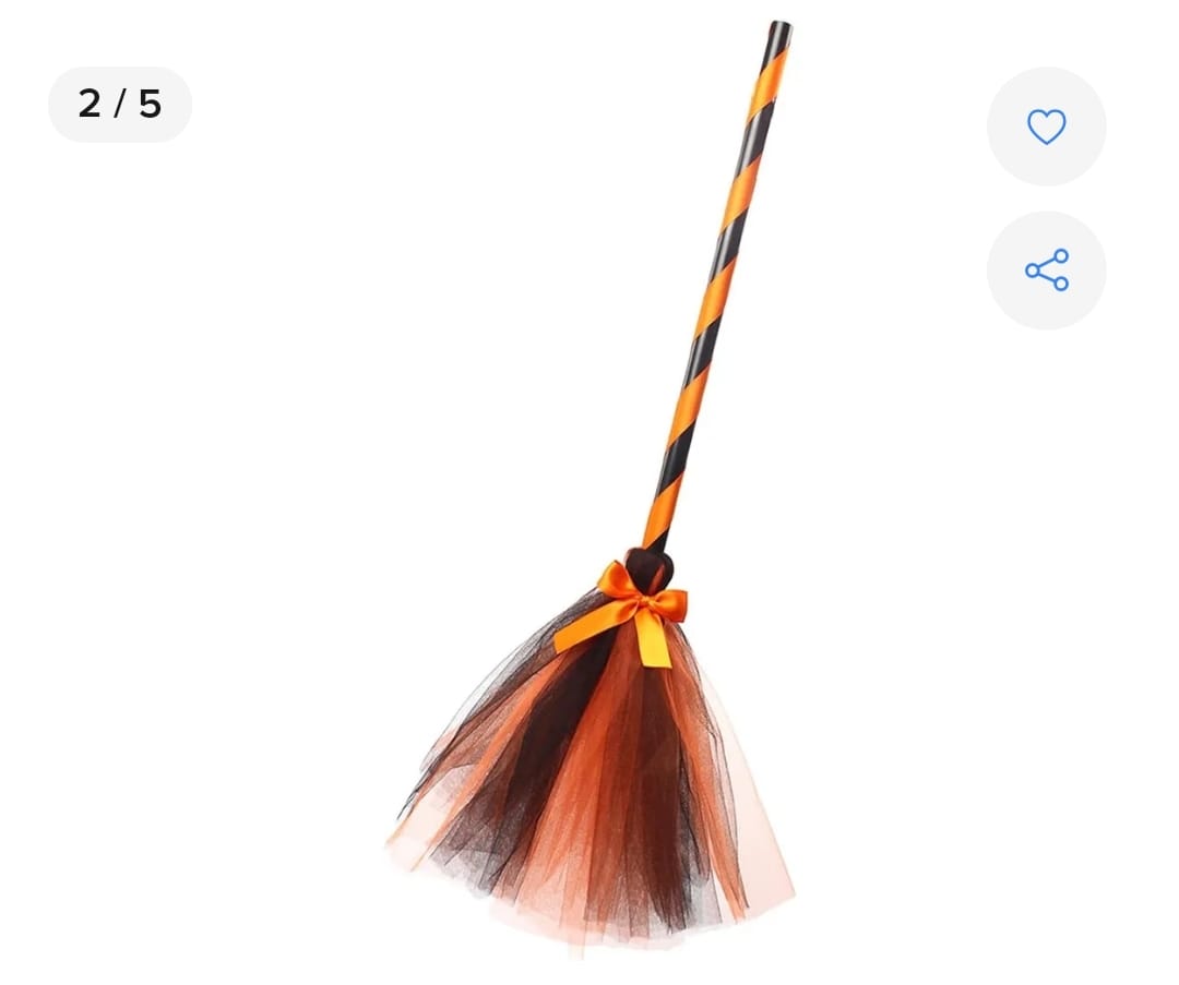 Escoba De Bruja 90cm Dos Colores Disfraz Halloween
