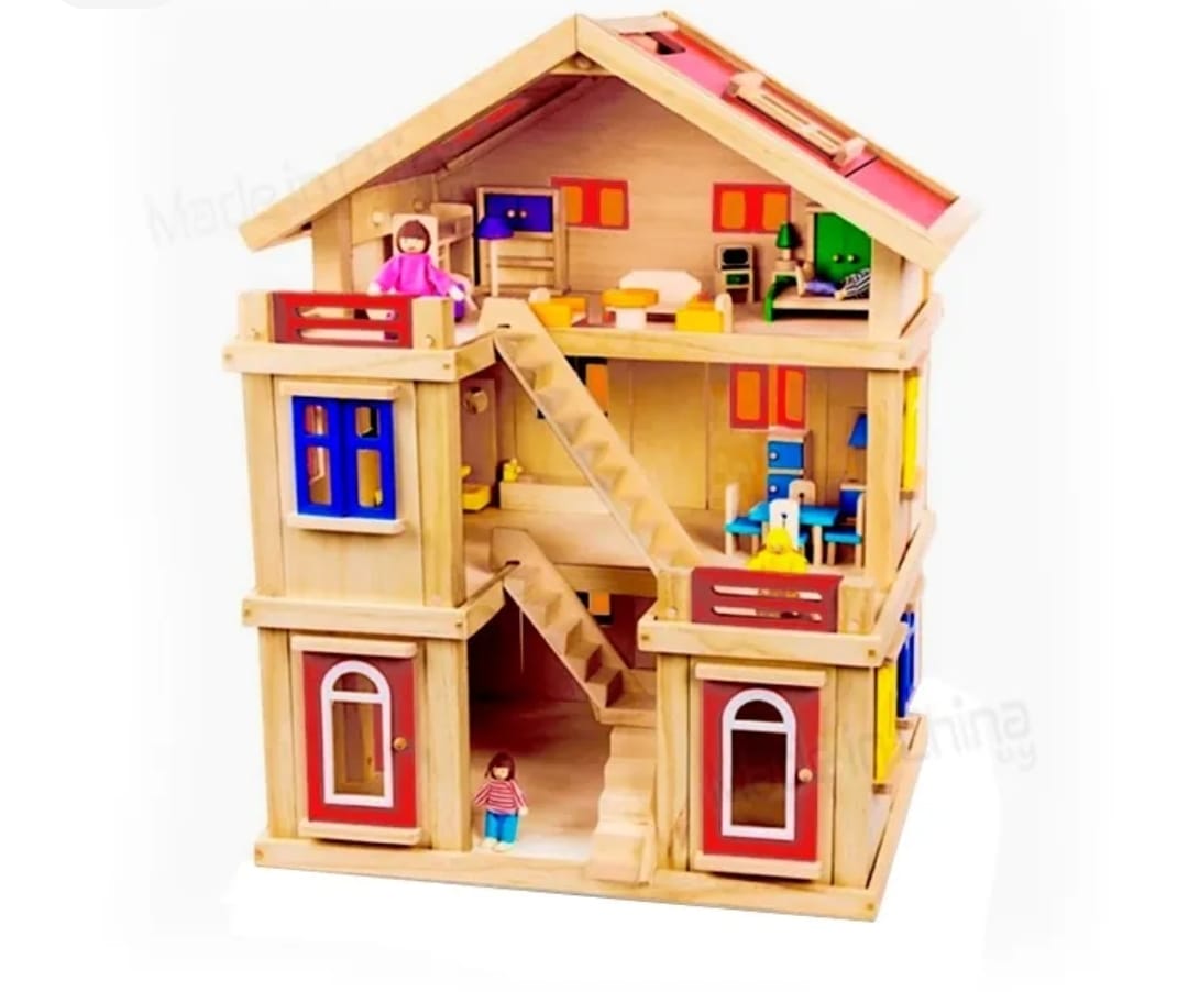 Casa De Muñecas En Madera Montessori 71cm