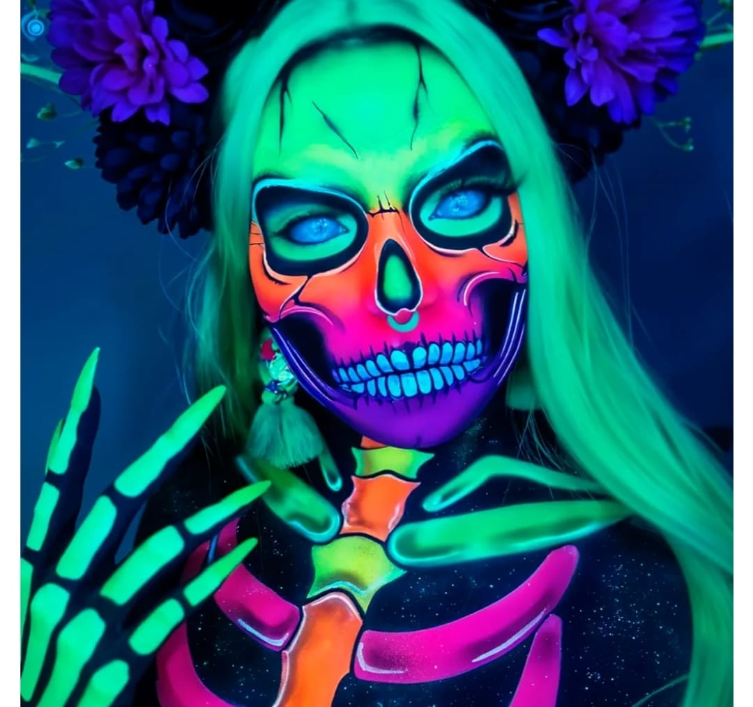 Maquillaje Pintura Facial Y Corporal Neon En Pincel