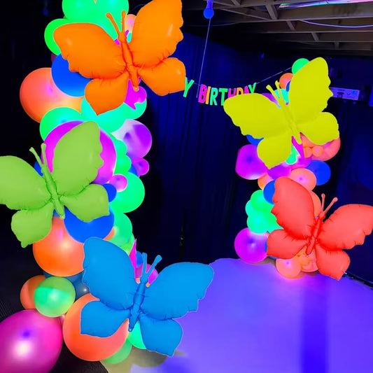 Globo De Mariposa Fluo Neon Pack X3 98x72