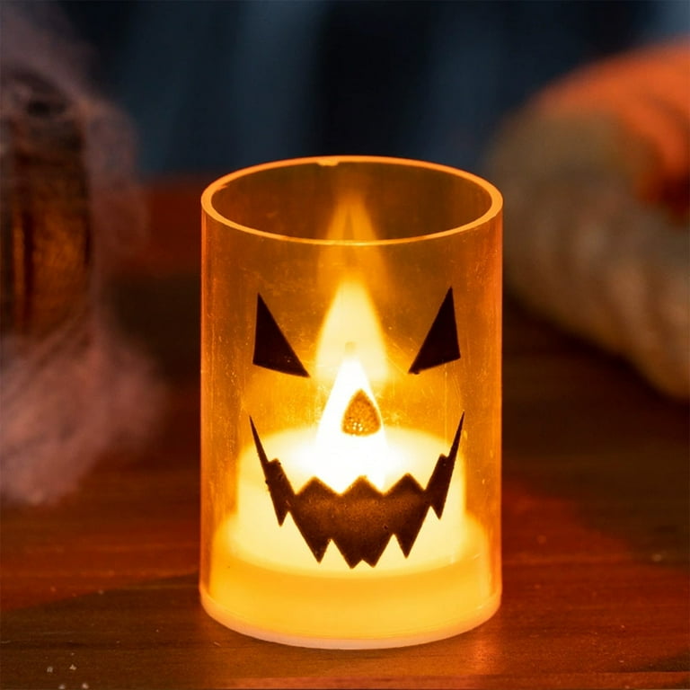 Vela Led En Acrílico 7cm A Pila Pack X2 Halloween
