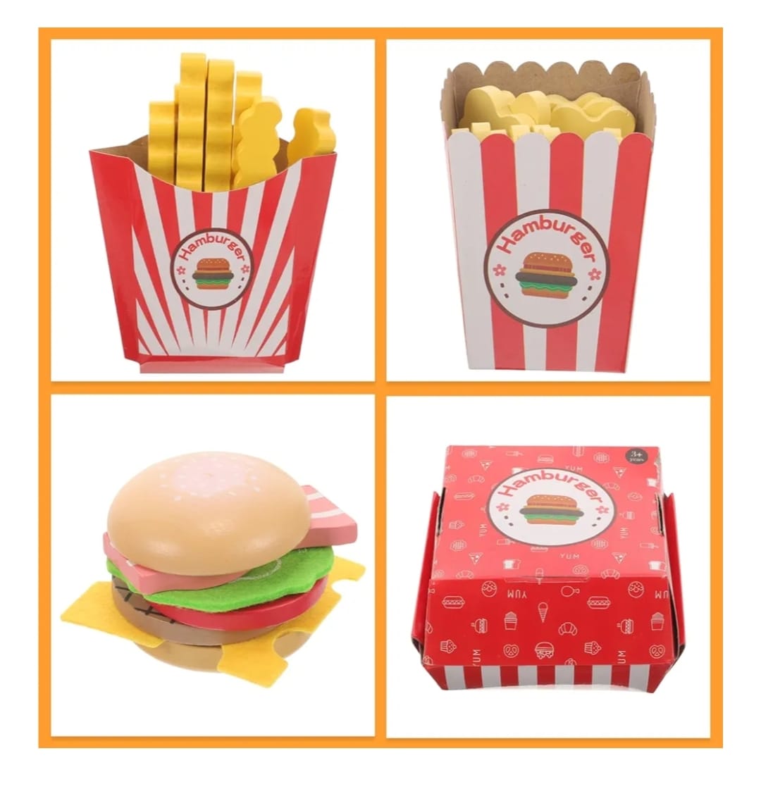 Juego Hamburguesa Caja Comida En Madera Montessori