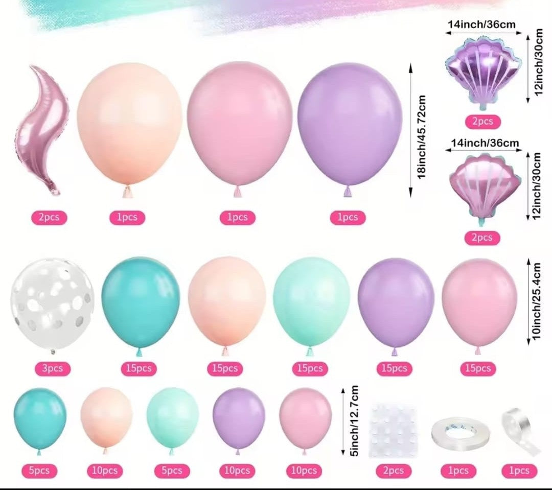 Pack De Globos De Sirena 99 Pcs Decoracion Cumple