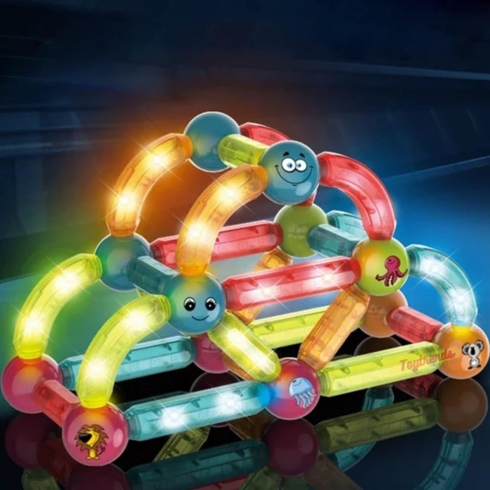 Bloques Juego Magnetico Con Luz 52pcs Formas