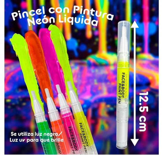 Pintura Facial Y Corporal Neon En Pincel Pack X6