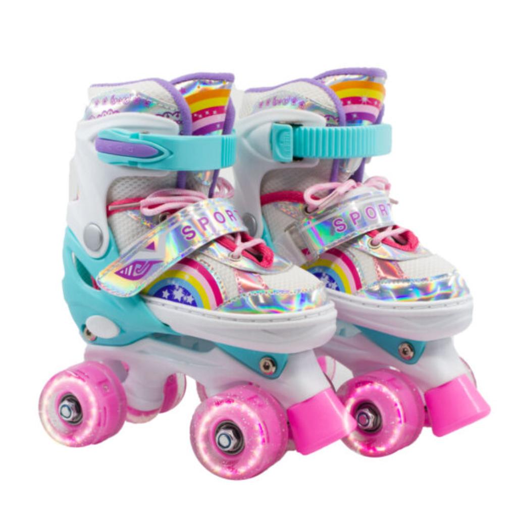 Patines Infantiles Ajustable C/luz Diseño Arcoíris
