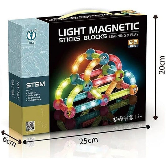 Bloques Juego Magnetico Con Luz 52pcs Formas