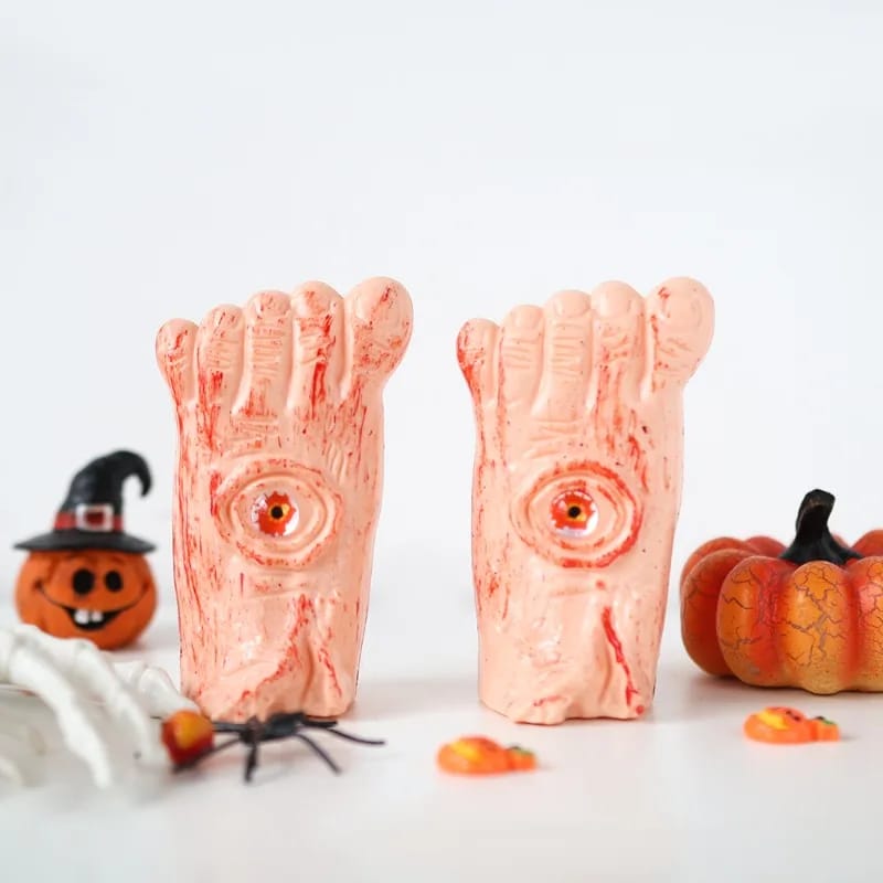 Veladora Luz Led Halloween Pie Con Ojos A Pila 10cm