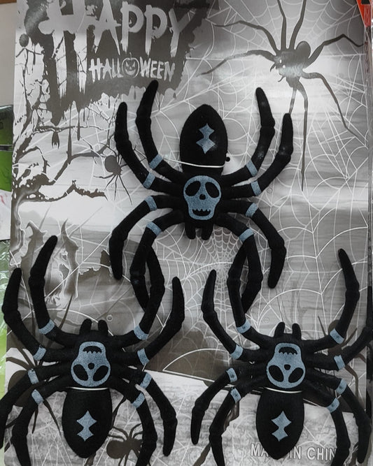 Set X 3 Araña De Felpa Decoracion Halloween