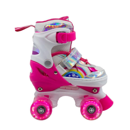 Patines Infantiles Ajustable C/luz Diseño Arcoíris