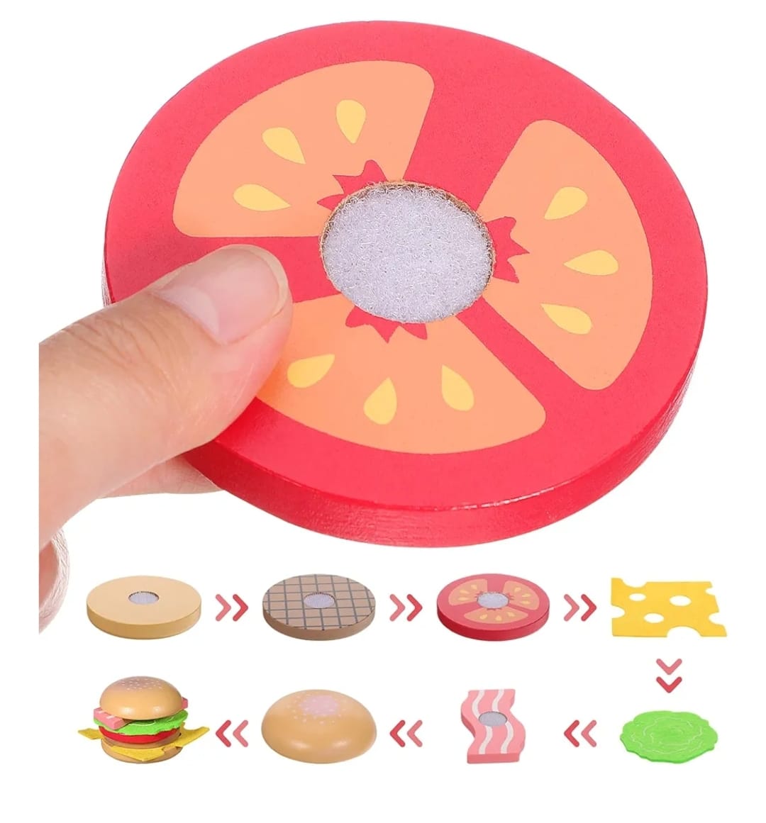 Juego Hamburguesa Caja Comida En Madera Montessori