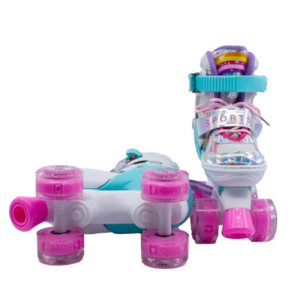 Patines Infantiles Ajustable C/luz Diseño Arcoíris