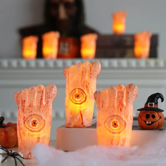Veladora Luz Led Halloween Pie Con Ojos A Pila 10cm