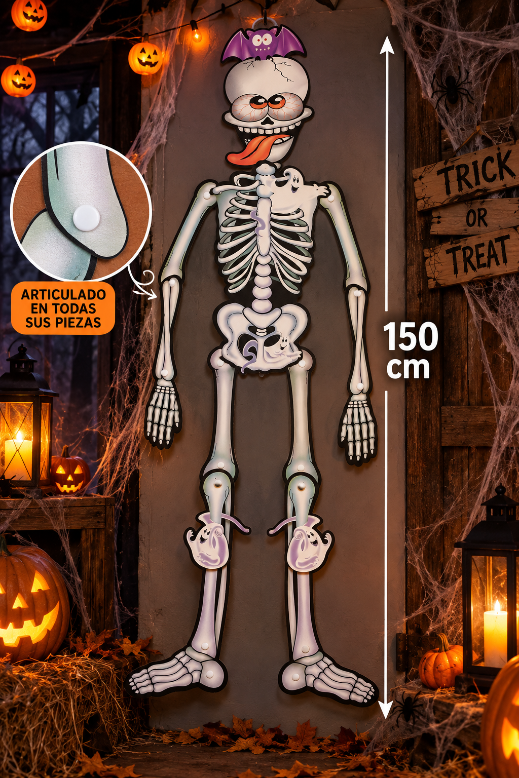 Banner Esqueleto Articulado 150cm Deco Halloween