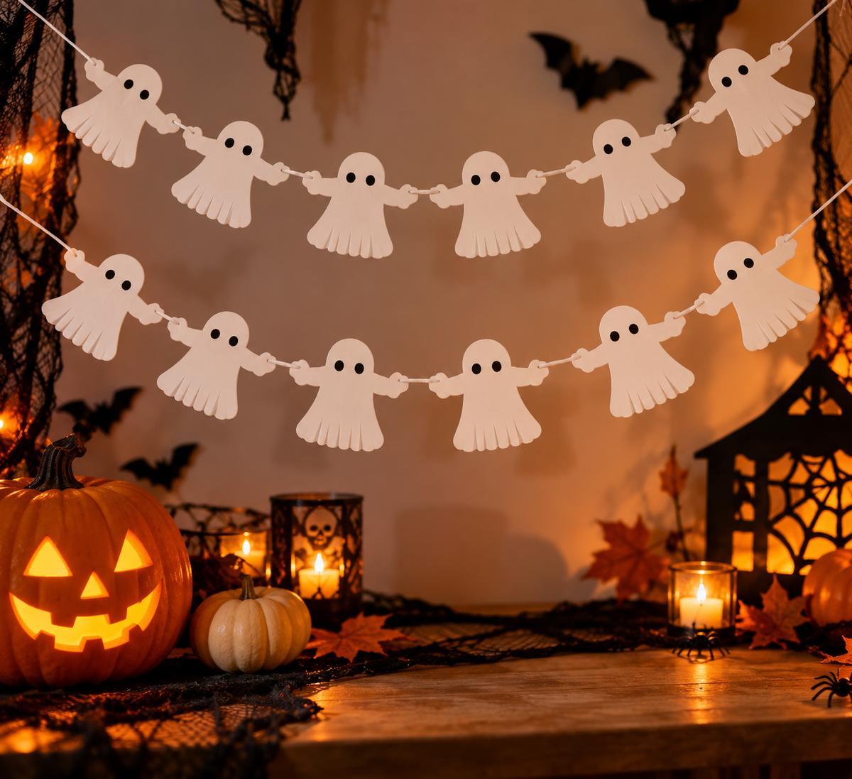 Guirnalda Fantasma Blanco Decoración Halloween