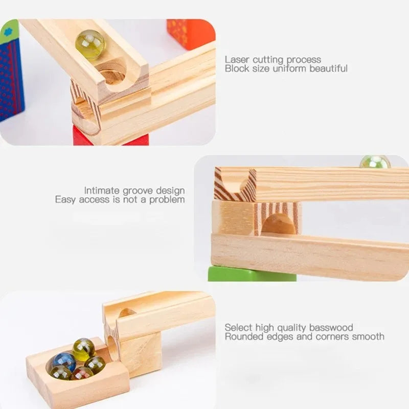 Pista De Bolitas En Madera Montessori 53pcs