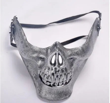 Mascara Media Calavera Oro Plata Halloween Disfraz