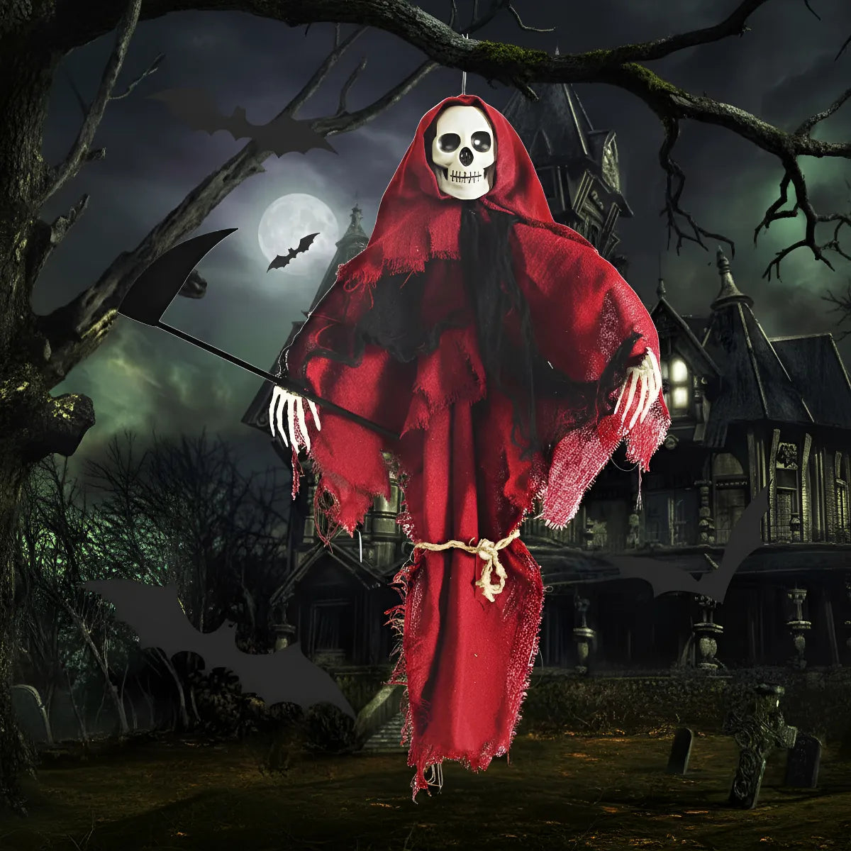 Esqueleto Colgante La Muerte En Rojo 60x40 Cm