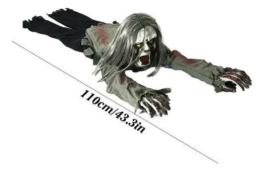 Zombie electronico Se Arrastra Luz Sonido 110cm Deco Halloween