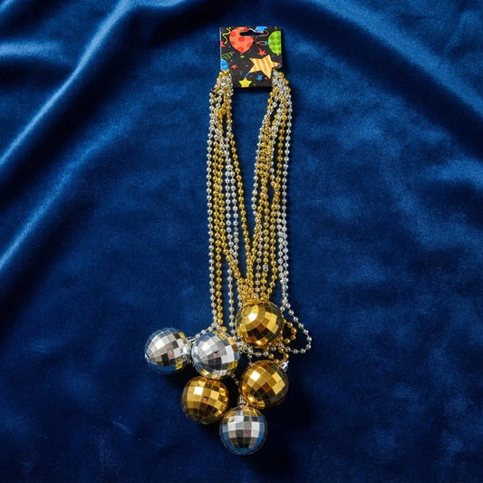 Collar De Cotillón Bolas Disco Y Cuentas Set X6