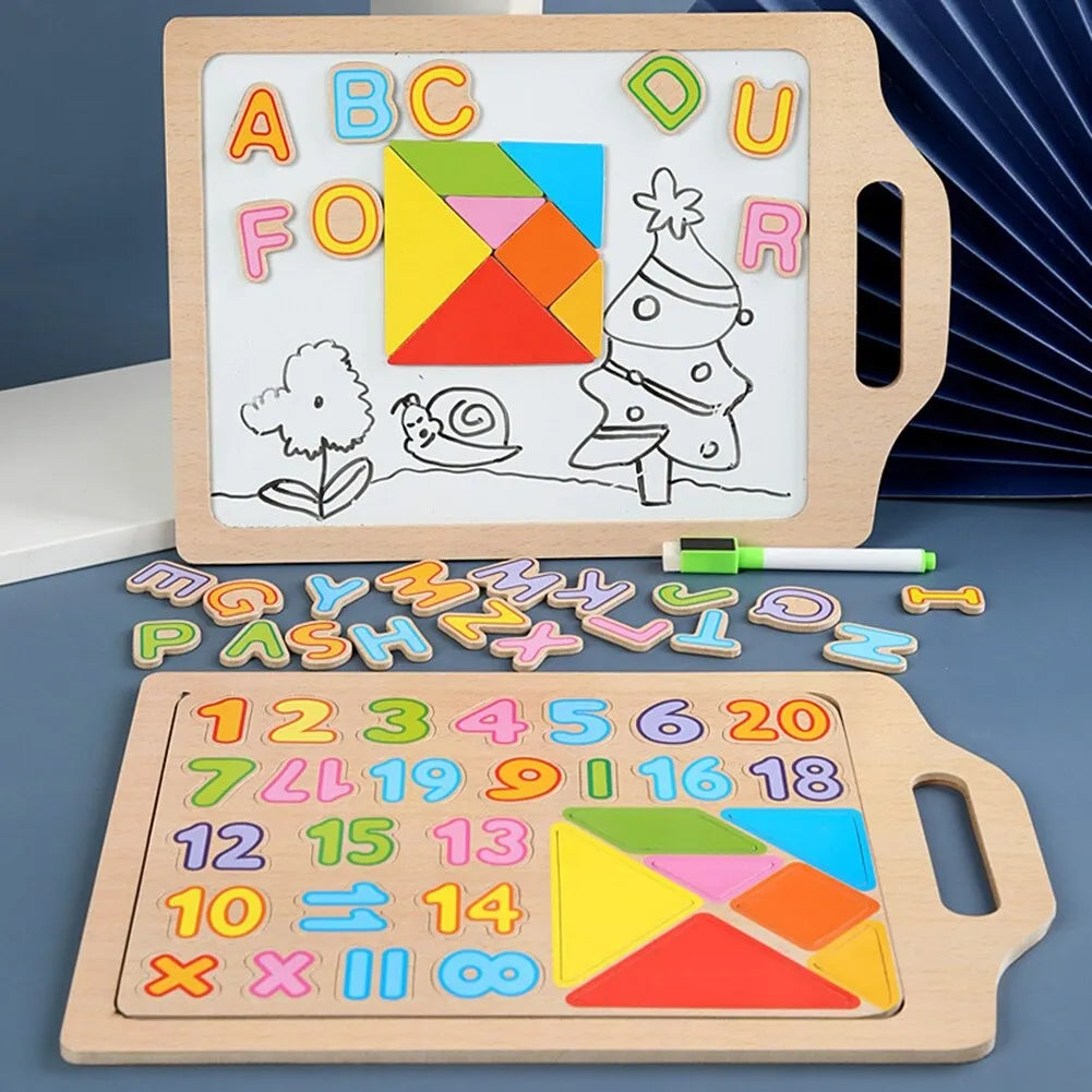 Pizarra Magnética con Letras y Formas de Madera Montessori