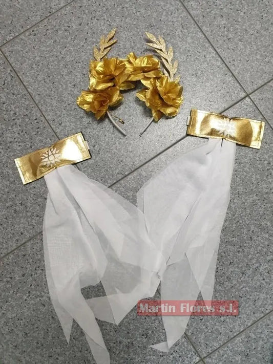Set Disfraz Diosa Griega Tiara Y Brazaletes Dorado