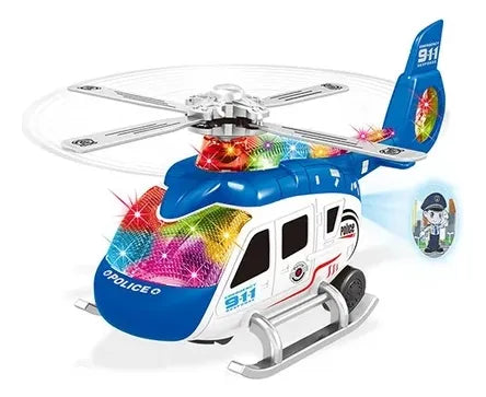 Helicóptero De Policía Con Luz Sonido Y Movimiento