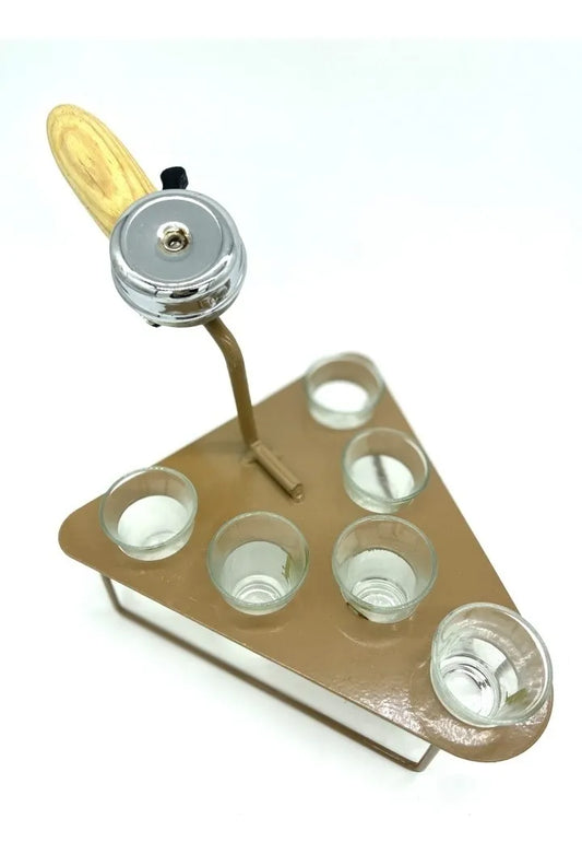 6 Vasos Shot Con Base De Hierro Dorada Y Timbre