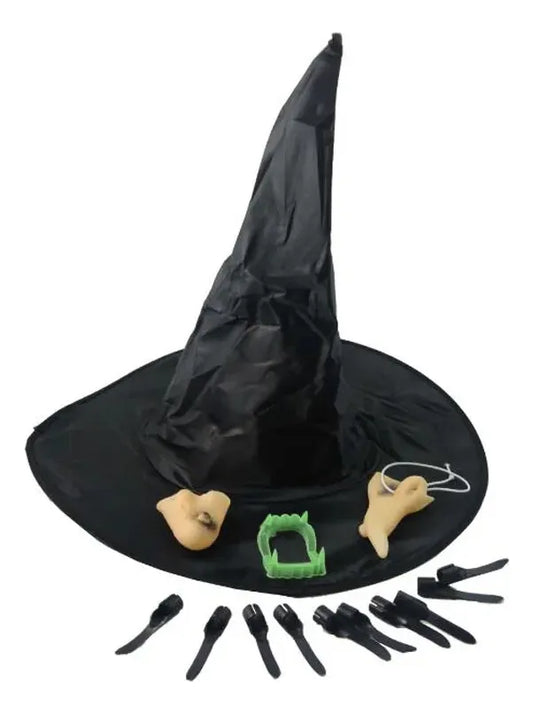 Set De Bruja Uñas Gorro Nariz disfraz de halloween