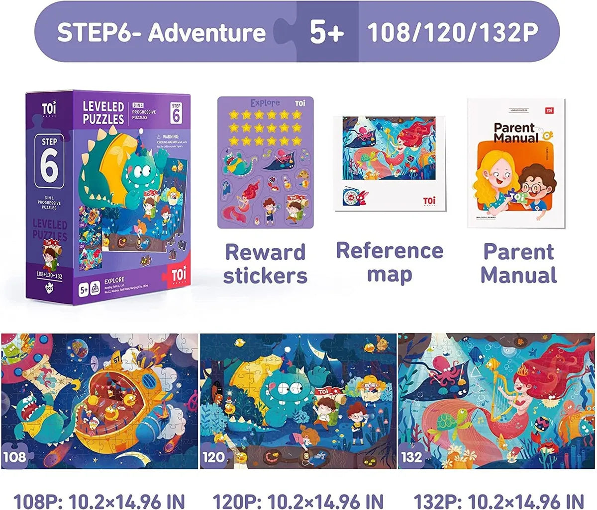 Puzzles Evolutivo 3 En 1 108 120 132 Pcs Infantil