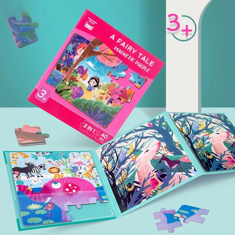 Puzzle Magnético 2 En 1 Estilo Libro 40 Piezas
