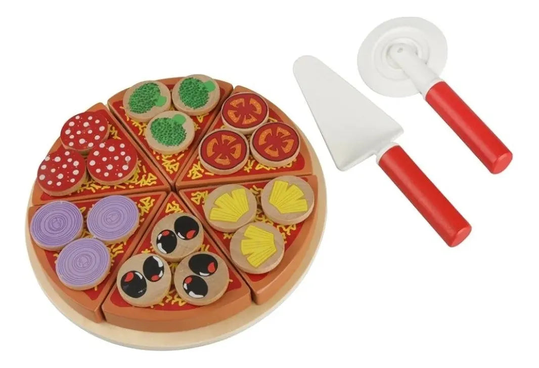 Juego De Pizza En Madera Montessori Con Velcro