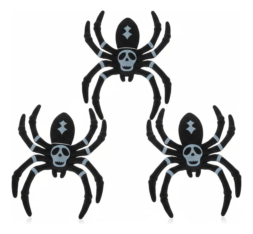 Set X 3 Araña De Felpa Decoracion Halloween