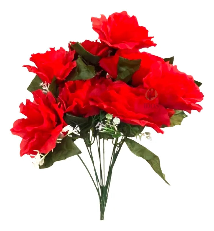 Ramo De Rosas Rojas Artificiales 42cm Pack X12