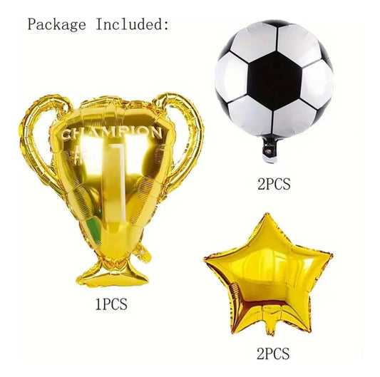 Set Globos Copa Y Pelota De Futbol 5pcs