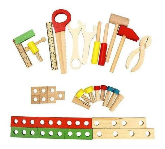 Valija Caja Herramientas Madera Montessori 34 Pcs