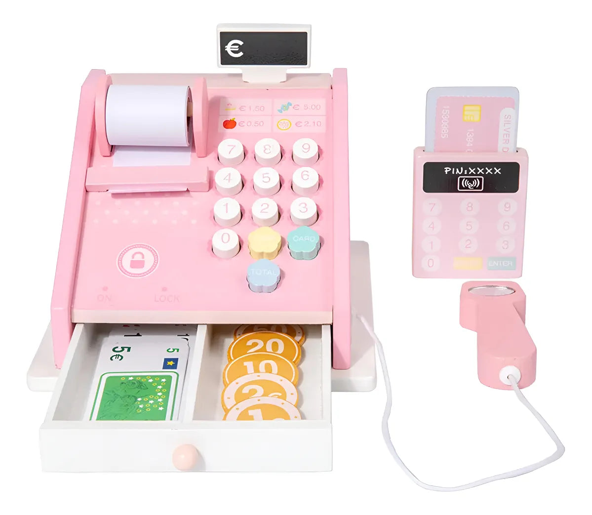 Caja Registradora En Madera Montessori 17 Pcs