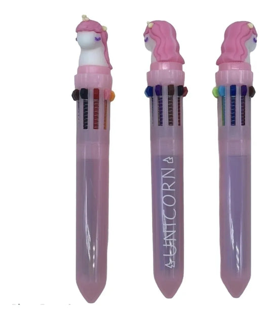 Lapicera Retráctil Unicornio 10 Colores Souvenir