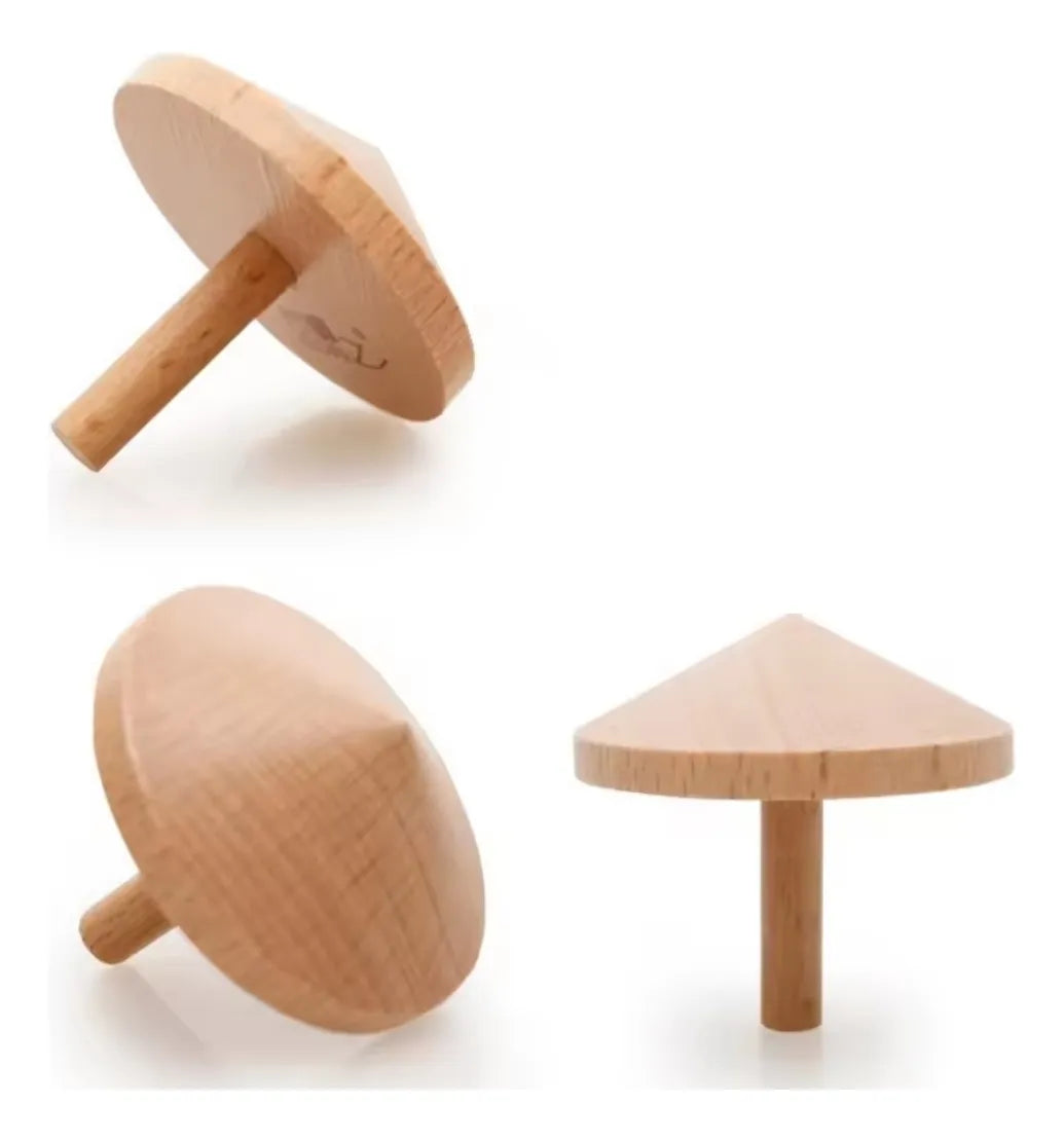Trompo Giroscopio En Madera 5x5cm 12 Pegatinas