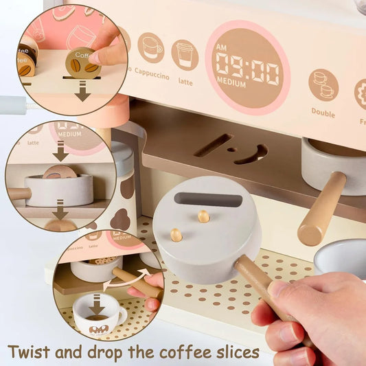 Cafetera De Juguete En Madera Montessori 22 Piezas