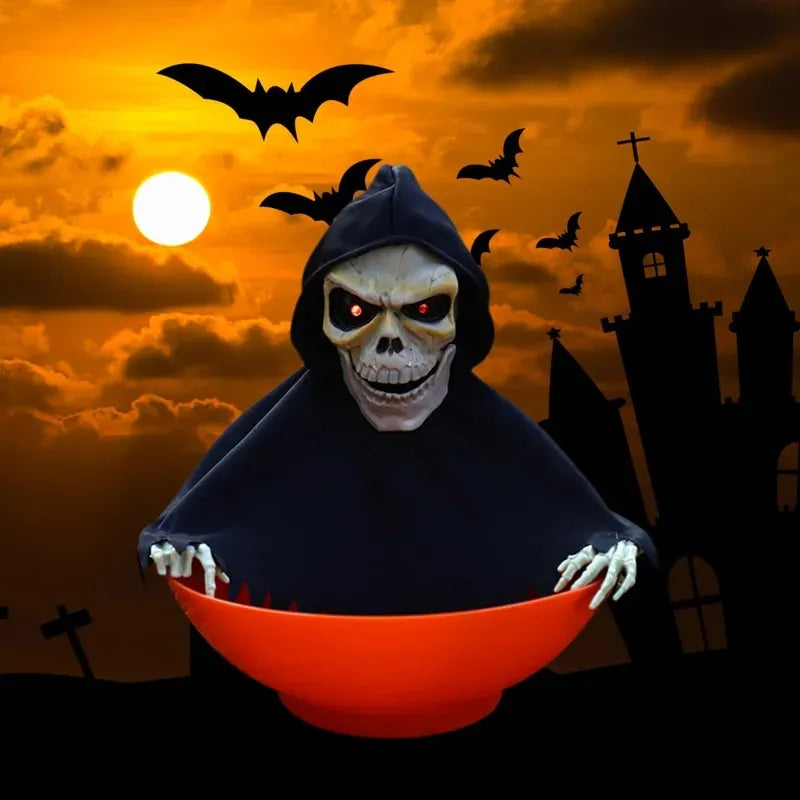 Caramelera Deco Halloween Fantasma Luz Y Sonido